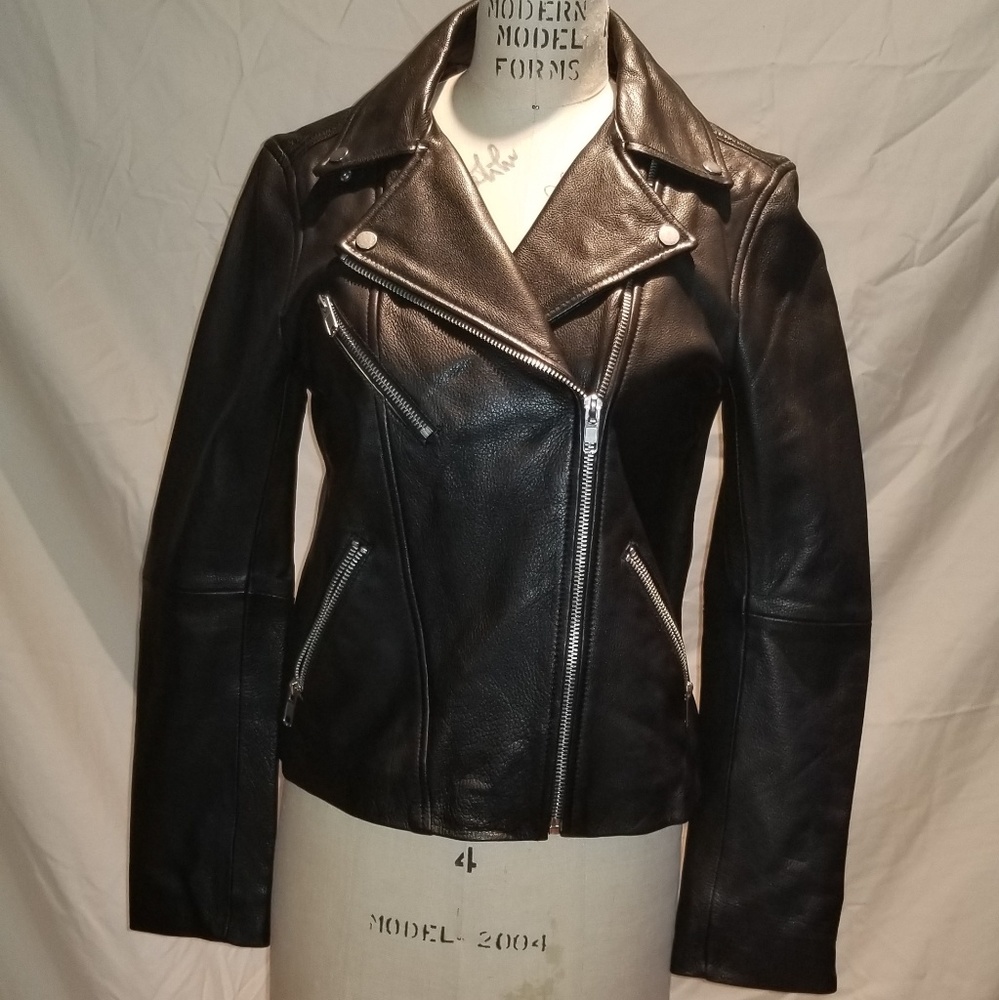 Leather womens motorcycle jacket